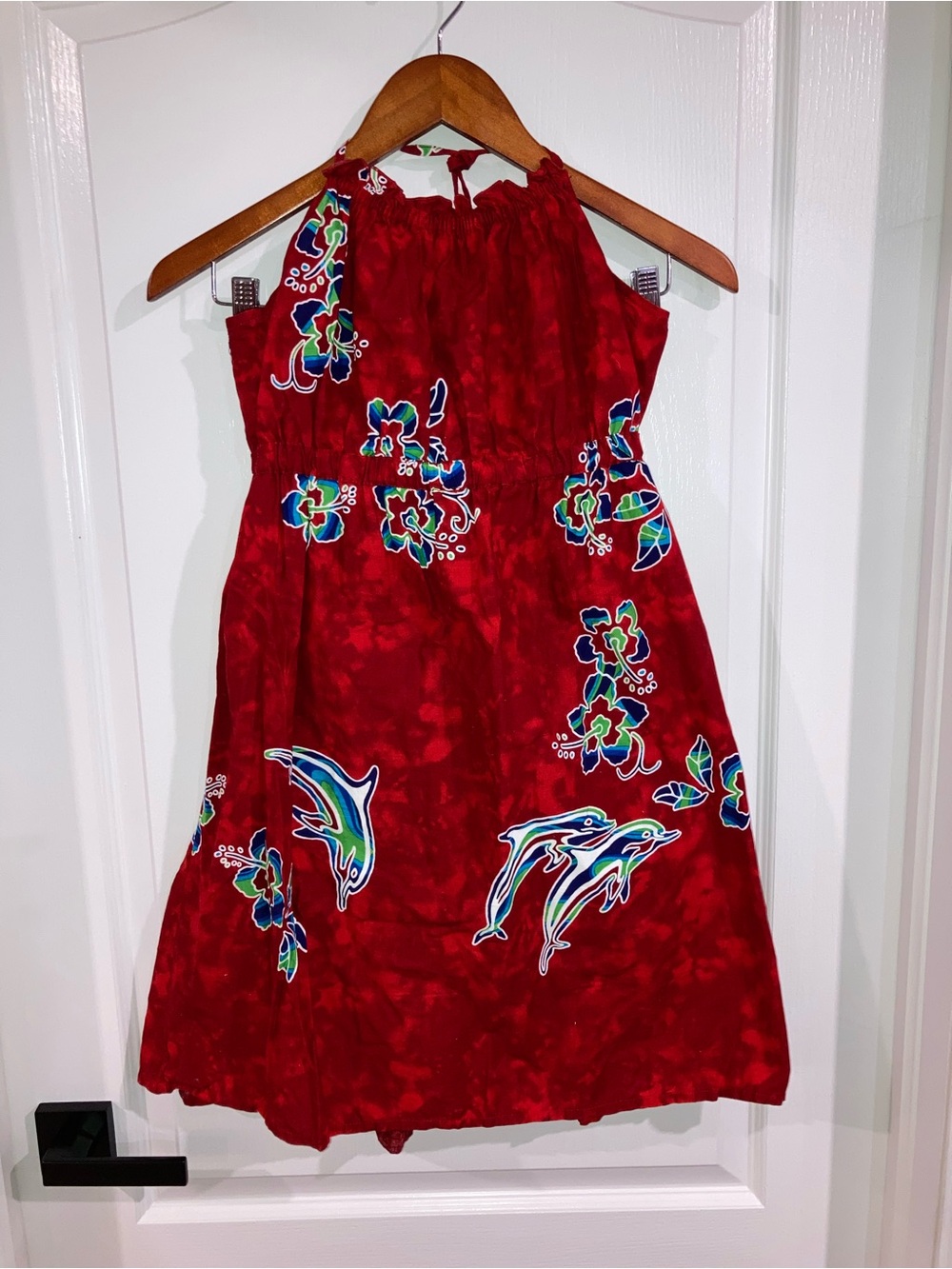 Cabali Red Floral & Dolphin Halter Dress - size XL